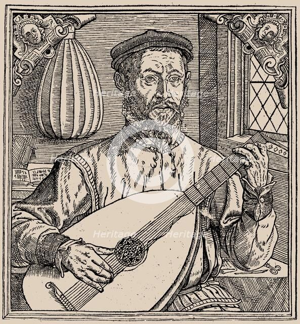 Portrait of the composer and lutenist Sebastian Ochsenkhun (1521-1574), 1558. Creator: Anonymous.