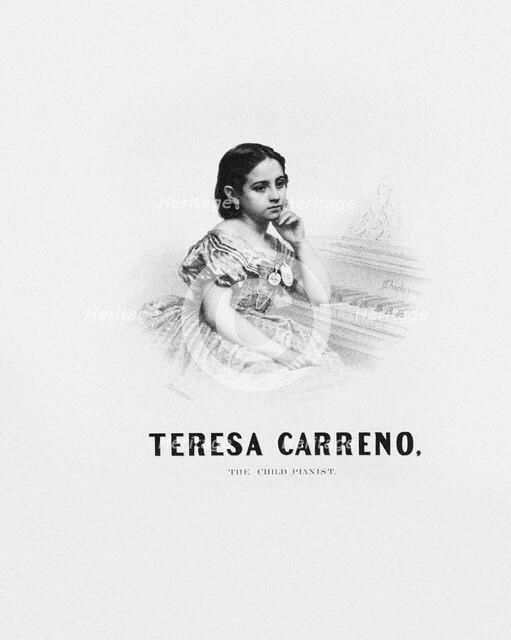 Portrait of the composer and pianist Teresa Carreño (1853-1917), ca 1863. Creator: Fabronius, Dominique C. (1828-1894).