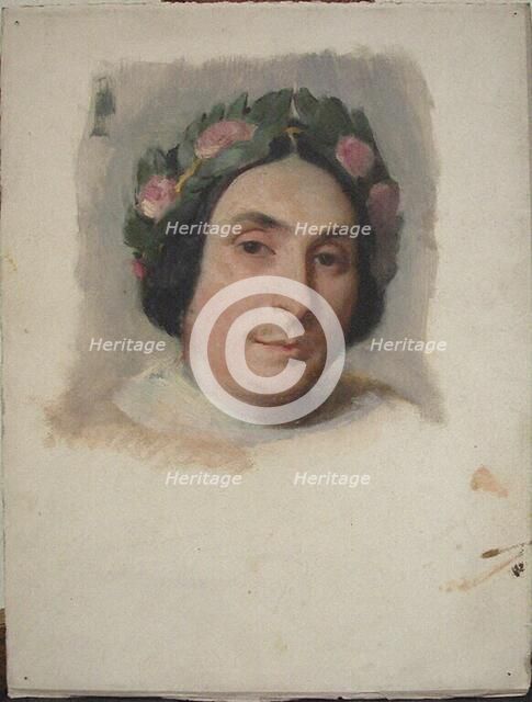 Portrait of the composer and poet Louise Bertin (1805-1877). Creator: Mottez, Victor-Louis (1809-1897).