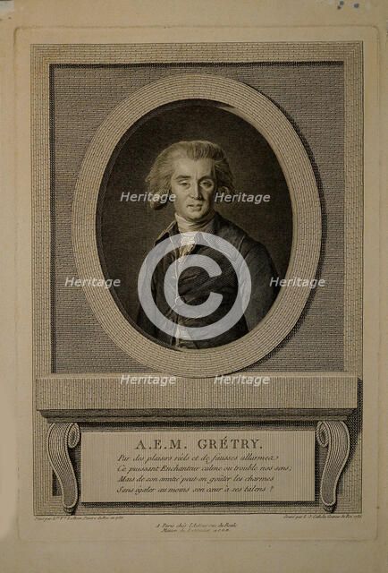 Portrait of the composer André Ernest Modeste Grétry (1741-1813), 1786. Creator: Cathelin, Louis-Jacques (1739-1804).