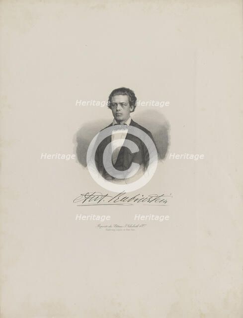 Portrait of the composer Anton Rubinstein (1829-1894), c. 1850. Creator: Anonymous.