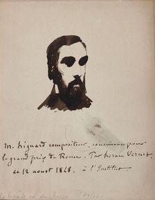 Portrait of the composer Aristide Hignard (1822-1898), 1848. Creator: Vernet, Horace (1789-1863)