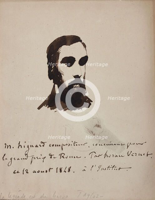 Portrait of the composer Aristide Hignard (1822-1898), 1848. Creator: Vernet, Horace (1789-1863).
