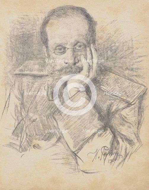 Portrait of the composer César Antonovich Cui (1835-1918), 1900. Creator: Repin, Ilya Yefimovich (1844-1930).