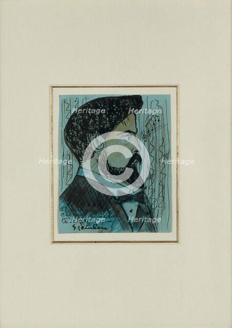 Portrait of the composer Claude Debussy (1862-1918), 1908. Creator: Steinlen, Théophile Alexandre (1859-1923).