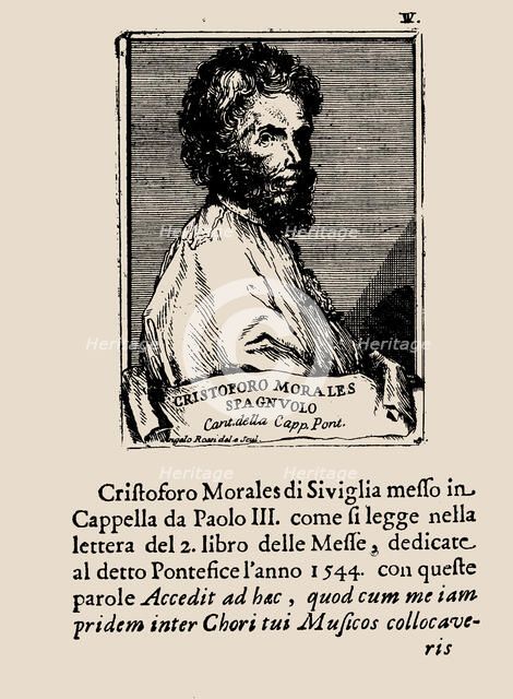 Portrait of the Composer Cristóbal de Morales. From: Osservazioni per ben regolare il coro de.., 171 Creator: Caldwall, James (1739-1819).