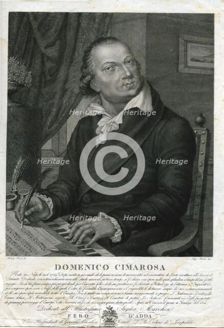 Portrait of the composer Domenico Cimarosa (1749-1801). Creator: Rados, Luigi (1773-1840).