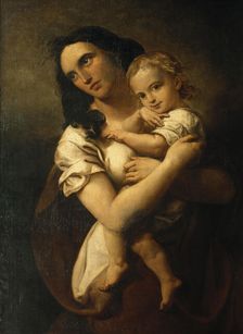 Portrait of the composer Fanny Hensel née Mendelssohn (1805-1847) with Son Sebastian, 1833-1834