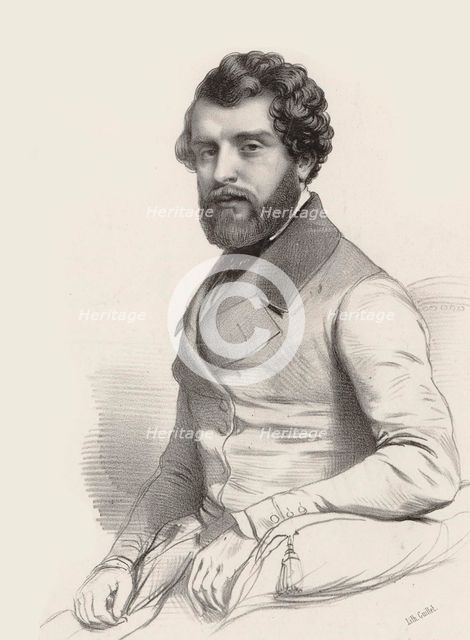 Portrait of the composer Federico Ricci (1809-1877) , 1844. Creator: Alophe, Marie-Alexandre Menut (1812-1883).