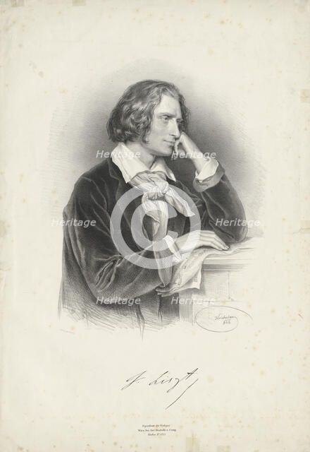 Portrait of the Composer Franz Liszt (1811-1886), 1846. Creator: Kriehuber, Josef (1800-1876).