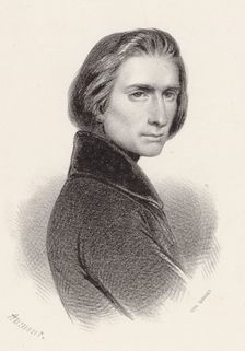 Portrait of the Composer Franz Liszt (1811-1886). Creator: Aumont, Pierre-Hippolyte (?-1865)