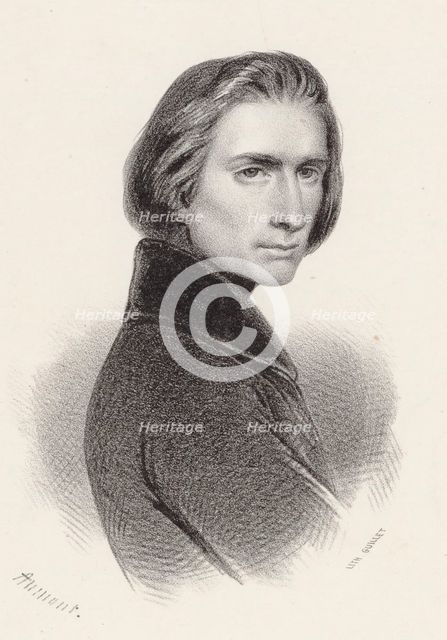 Portrait of the Composer Franz Liszt (1811-1886). Creator: Aumont, Pierre-Hippolyte (?-1865).