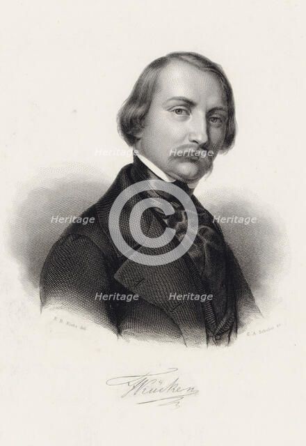 Portrait of the composer Friedrich Wilhelm Kücken (1810-1882). Creator: Schuler, Charles Auguste (1804-1859).