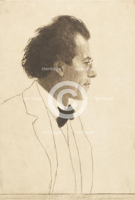 Portrait of the Composer Gustav Mahler (1860-1911), 1902. Creator: Orlik, Emil (1870-1932).