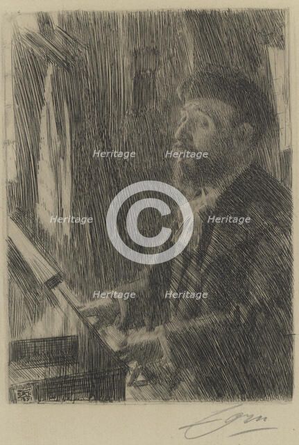 Portrait of the composer Gabriel Fauré (1845-1924), 1891. Creator: Zorn; Anders Leonard (1860-1920).