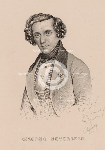 Portrait of the composer Giacomo Meyerbeer (1791-1864), 1836. Creator: Alophe, Marie-Alexandre Menut (1812-1883).