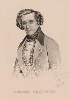 Portrait of the composer Giacomo Meyerbeer (1791-1864), 1836. Creator: Alophe, Marie-Alexandre Menut (1812-1883)