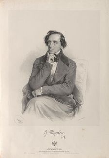 Portrait of the composer Giacomo Meyerbeer (1791-1864), 1847. Creator: Kriehuber, Josef (1800-1876)
