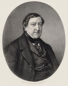 Portrait of the composer Gioachino Antonio Rossini (1792-1868), 1864. Creator: Lemoine, Alfred (1824-1881)