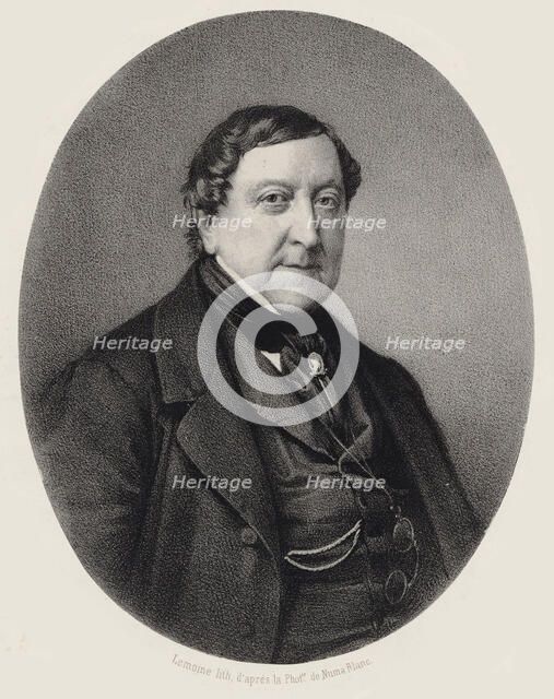 Portrait of the composer Gioachino Antonio Rossini (1792-1868), 1864. Creator: Lemoine, Alfred (1824-1881).