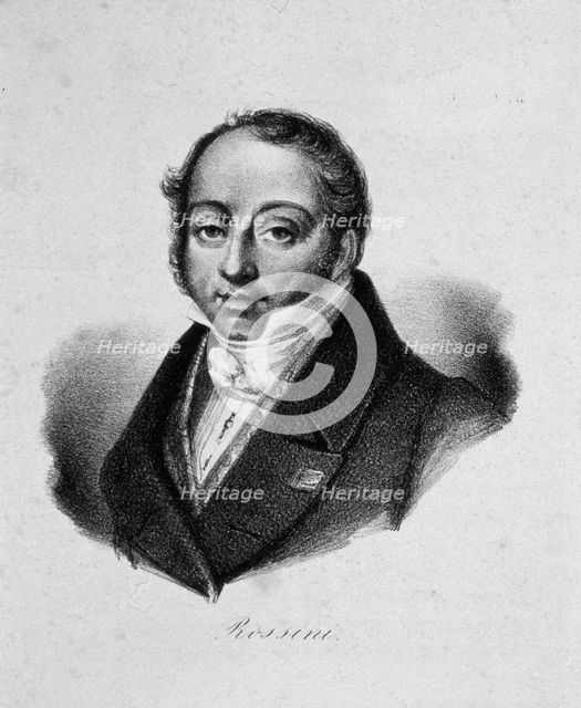 Portrait of the composer Gioachino Antonio Rossini (1792-1868), 19th century. Creator: French master.