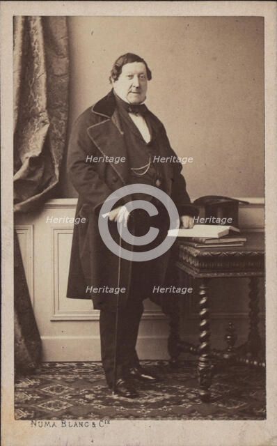 Portrait of the composer Gioachino Antonio Rossini (1792-1868), before 1868. Creator: Blanc, Numa (1816-1897).
