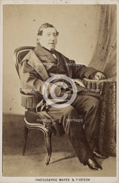 Portrait of the composer Gioachino Antonio Rossini (1792-1868), ca 1860. Creator: Photo studio Mayer & Pierson.