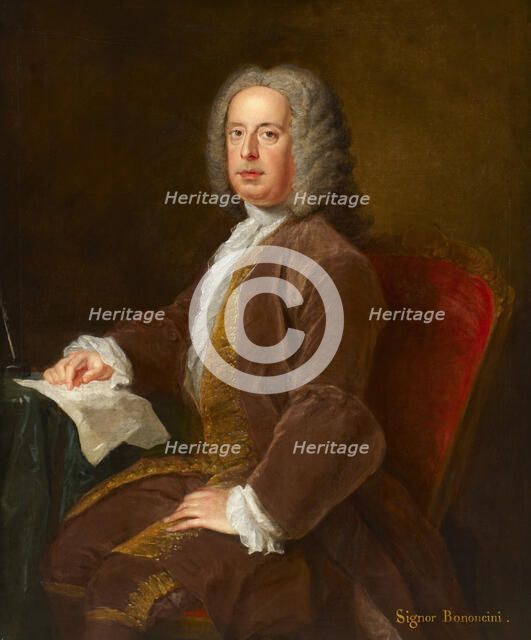 Portrait of the composer Giovanni Bononcini (1670-1747), c1730. Creator: Dandridge, Bartholomew (1691-c. 1754).