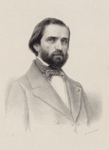 Portrait of the Composer Giuseppe Verdi (1813-1901), c. 1850. Creator: Anonymous