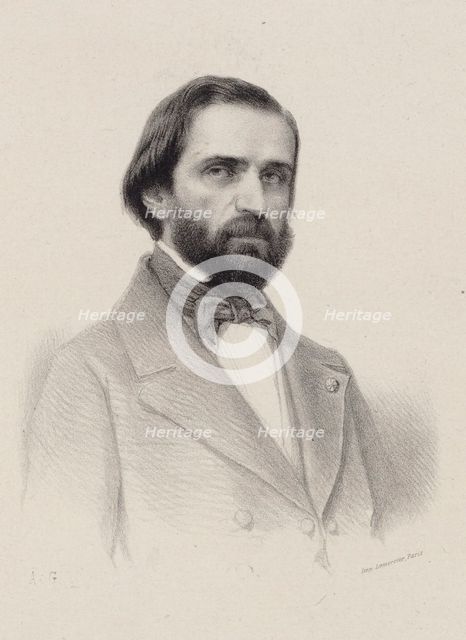 Portrait of the Composer Giuseppe Verdi (1813-1901), c. 1850. Creator: Anonymous.