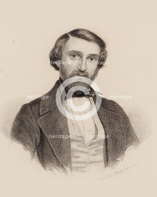 Portrait of the Composer Giuseppe Verdi (1813-1901), c. 1850. Creator: Hüssener, Auguste (1789-1877).