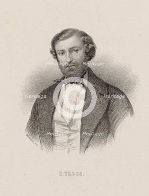 Portrait of the Composer Giuseppe Verdi (1813-1901), ca 1860. Creator: Desmaisons, Émile (1812-1880).