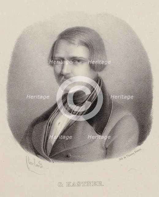 Portrait of the Composer Jean-Georges Kastner (1810-1867). Creator: Flaxland, Joseph-Frédéric (1814-1884).