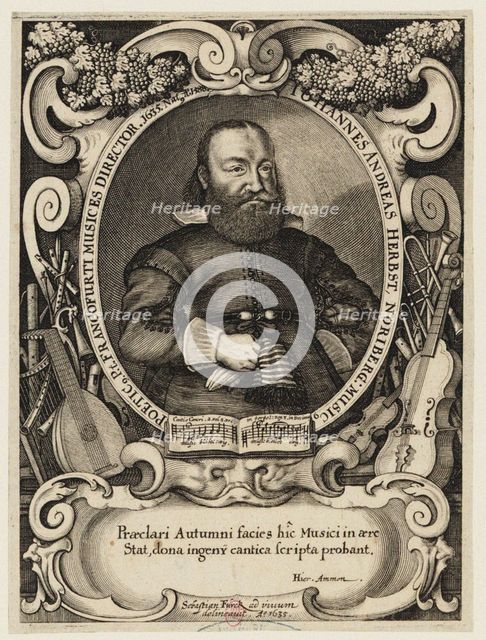 Portrait of the composer Johann Andreas Herbst (1588-1666), 1635.