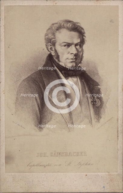 Portrait of the composer Johann Baptist Gänsbacher (1778-1844). Creator: Bucher, Josef (Joseph) (1821-1882).