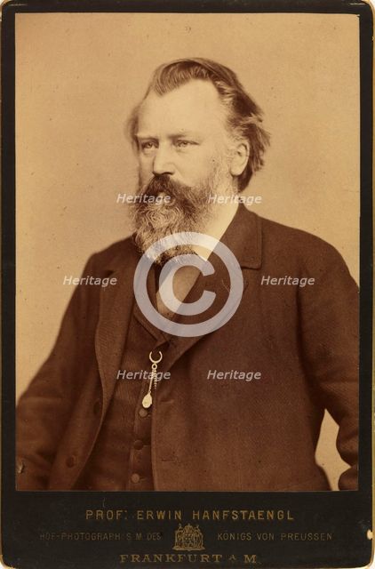 Portrait of the composer Johannes Brahms (1833-1897), c. 1870. Creator: Hanfstaengl, Erwin (1837-1905).