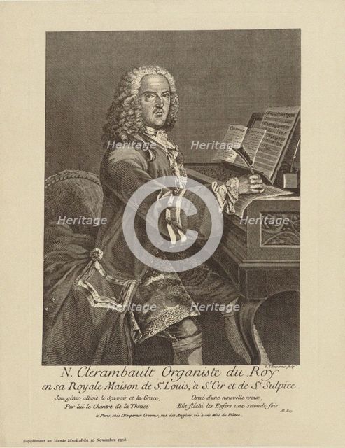 Portrait of the composer Louis-Nicolas Clérambault (1676-1749), c. 1750.