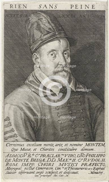 Portrait of the Composer Philippe de Monte (1521-1603), 1594. Artist: Sadeler, Raphael, the Elder (1560-1628)