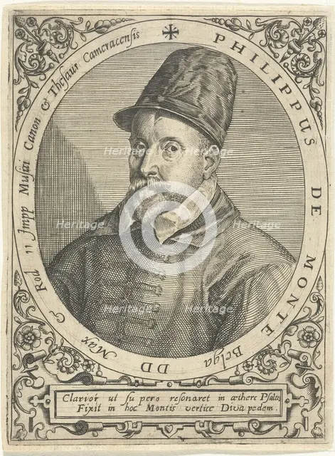 Portrait of the Composer Philippe de Monte (1521-1603), c. 1598. Artist: Bry, Theodor de (1528-1598)