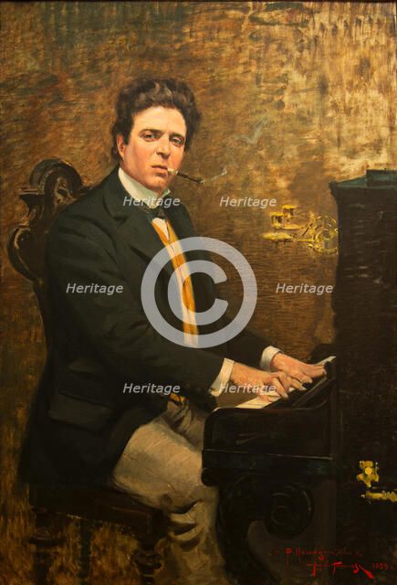 Portrait of the Composer Pietro Mascagni (1863-1945), 1899. Creator: Tommasi, Angiolo (1858-1923).