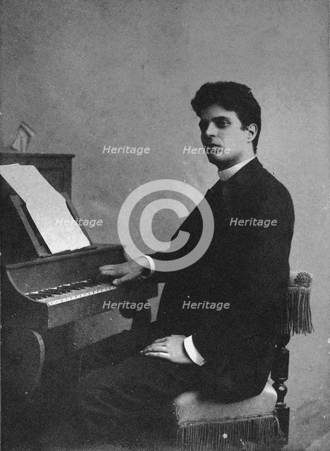 Portrait of the Composer Pietro Mascagni (1863-1945), c. 1890. Creator: Anonymous.