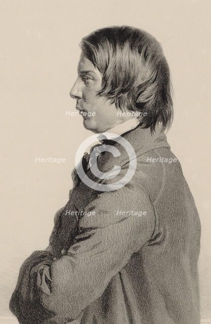 Portrait of the Composer Robert Schumann (1810-1856), 1840. Creator: Kaiser, Eduard (1820-1895).