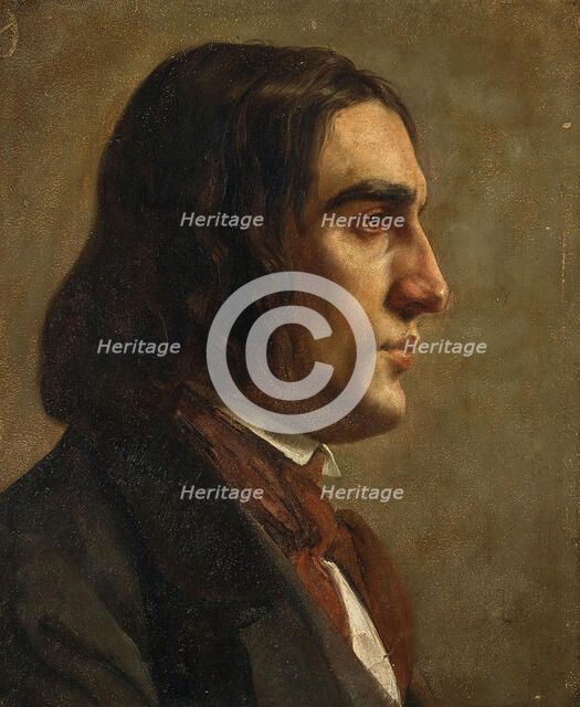 Portrait of the Composer Robert Schumann (1810-1856), c. 1840. Creator: Anonymous.