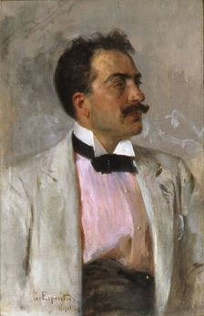 Portrait of the composer Umberto Giordano (1867-1948). Creator: Esposito, Gaetano (1858-1911)