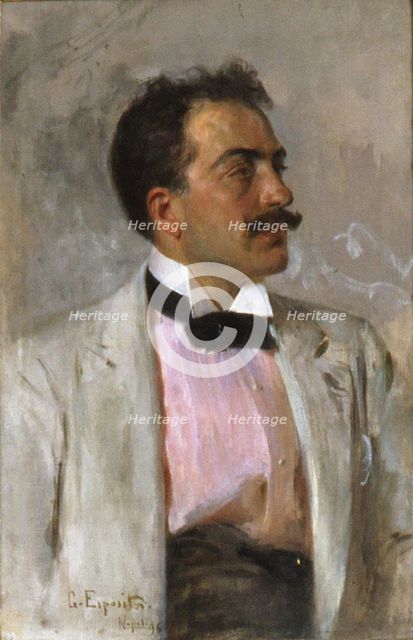 Portrait of the composer Umberto Giordano (1867-1948). Creator: Esposito, Gaetano (1858-1911).