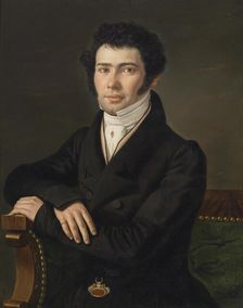 Portrait of the conductor and composer Gaspare Spontini (1774-1851), 1828. Creator: Hall, Andreas (c. 1800-1874)