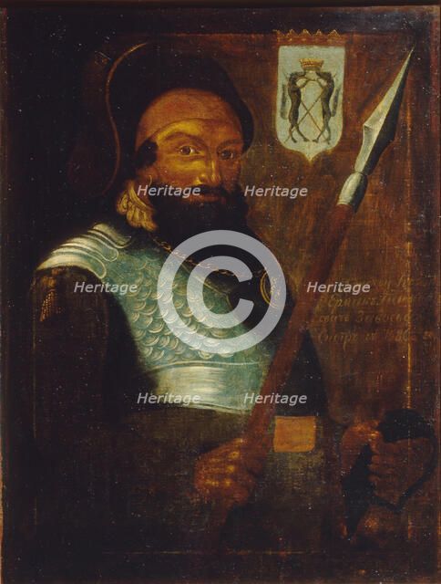 Portrait of the Cossack's leader, Conqueror of Siberia Yermak Timopheyevich (?-1585), Early 18th cen.. Artist: Anonymous, 18th century  