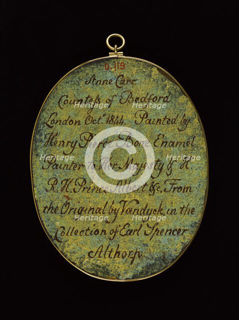 Portrait of the Countess of Bedford, after Anton Van Dyck, 1844. Creator: Henry Pierce Bone.