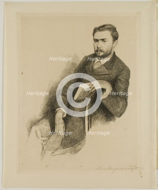 Portrait of the Critic Gustave Geffroy, by 1890. Creator: Marie Bracquemond.