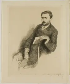 Portrait of the Critic Gustave Geffroy, by 1890. Creator: Marie Bracquemond